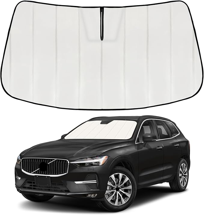 Windshield Sun Shade for Volvo XC60 2018-2025 2026, Front Window Visor Accessories, Folding Design Blocks Heat & UV Rays Maintain Cool Interior and Save Space
