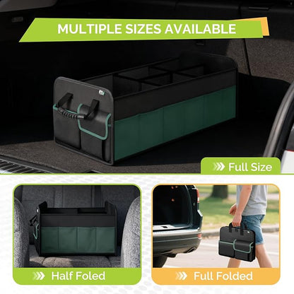MIU COLOR Large Trunk Organizer for SUV with 5 Compartments, Collapsible Car Organizer with Strong Handle and Non-Slip Bottom, Storage Organizer for Sedans, Van, Jeep, Grocery, Black Mixed Green
