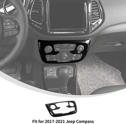 Linskip Climate Control Accent Trim Compatible with 2017 2018 2019 2020 2021 Jeep Compass, Control Panel Cover for Jeep Compass Interior Accessories(Gloss Black)