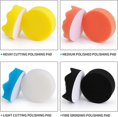 Kshineni Buffing Pads 3 Inch Car Buffer Pad, 22 Pcs Drill Polishing Kit, Polisher Pads Kit Sponge Pads Car Foam Drill for Polishing, Sanding, Waxing, Sealing Glaze