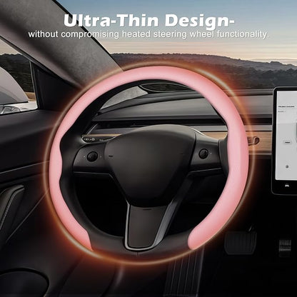 Frani Nappa Leather Steering Wheel Cover,Universal Fit 15 Inch-Premium Non-Slip Breathable Comfort Grip for Cars Trucks SUVs,Anti-Slip Durable Interior Upgrade Light Pink
