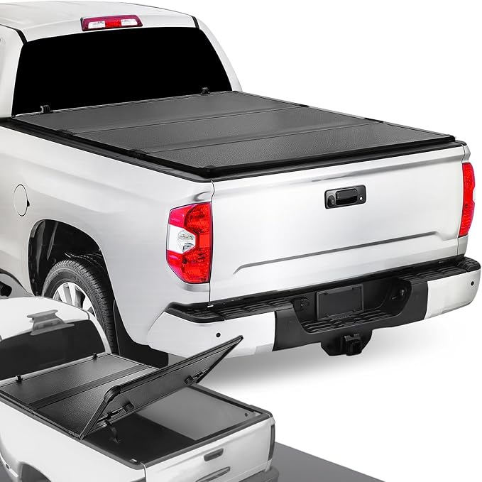 DNA MOTORING New Upgrade Truck Bed Top Hard Solid Tri-Fold Tonneau Cover Compatible with 07-21 Toyota Tundra 5.5Ft Bed, TTC-HARD-056