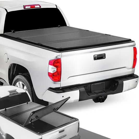 DNA MOTORING New Upgrade Truck Bed Top Hard Solid Tri-Fold Tonneau Cover Compatible with 07-21 Toyota Tundra 5.5Ft Bed, TTC-HARD-056