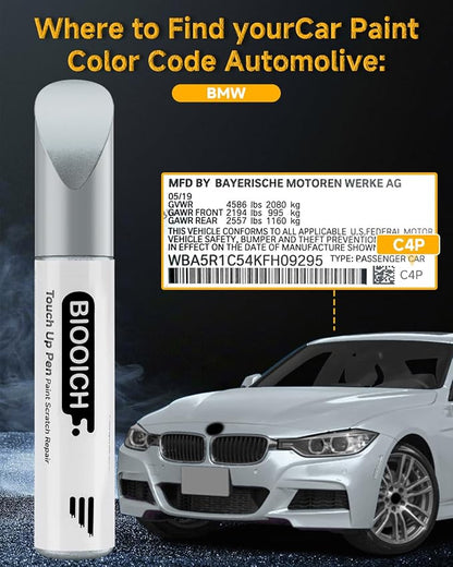 Touch Up Paint Pen Exact Color Match Car Chip and Scratch Repair (for BMW, Brooklyn Gray Metallic(C4P))