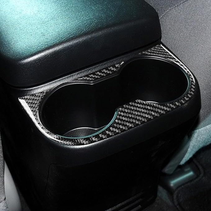 NVCNX Real Premium Carbon Fiber for Toyota 2nd Gen Tacoma Accessories 2005-2015 2006 2007 2008 2009 2010 2011 2012 2013 2014 Car Armrest Rear Cup Holder Cover Interior Trim Sticker Decal 2PCs