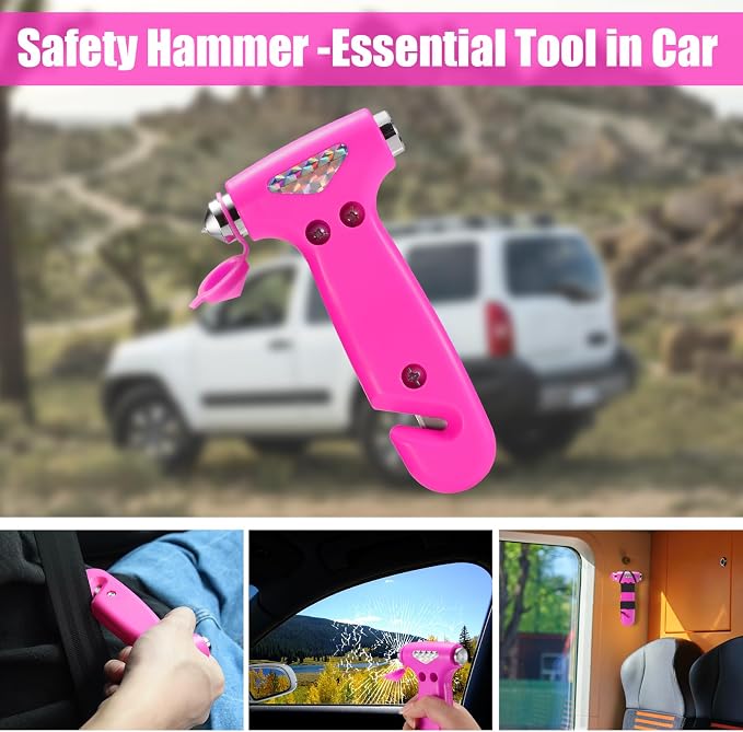 CALBEAU Roadside Emergency Car Kit for Vehicles, Pink Emergency Roadside Assistance kit with Car First Aid Kit, Thoughtful Car Emergency Kit for Women, Men, New Drivers and Adventurers Gifts