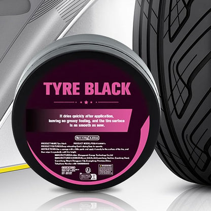 Wheel Shine,120g Tyre Coating Black Wax with Sponge - Tire Coating | for Long-Lasting Bright Luster Looking like New Truck Motorcycle Rv Protection Blackening