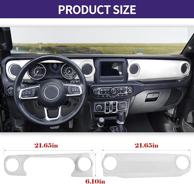 Dashboard Decorative Panel Cover, Center Console Trim Cover Kit for 2018-2023 Jeep Wrangler JL JLU & Jeep Gladiator JT(White)