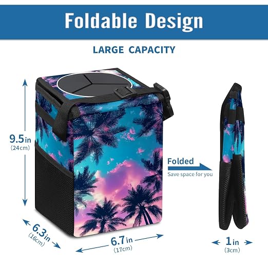 Car Trash Can – Multi-Purpose, Lightweight and Portable with Durable Water-Resistant Coating, No Installation Required, Practical and Ample Capacity, Variety of Colors.Coconut Tree