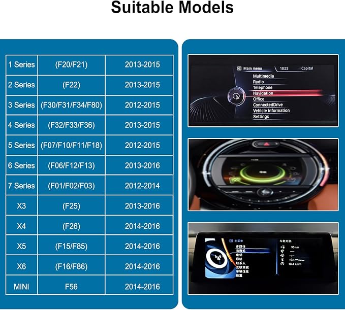 Wireless CarPlay Android Auto Adapter Decoder Retrofit Kit Fits BMW 2012-2016 Year X3 X4 X5 X6 MINI & 1-7 Series with NBT System, Supports Airplay Mirror Link/Camera/USB Drive/Navigation etc