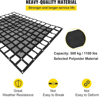 VEVOR Cargo Net with Mesh, 8' x 6.7' Cargo Net for Pickup Truck Bed, Heavy Duty Cargo Nets with Cam Buckles & S-Hooks & Cross Strap, Truck Bed Cargo Net for Trailer SUV Jeeps(96" x 80")
