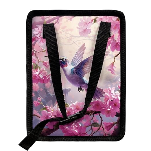 BIGCARJOB Hummingbird Flower Car Trash Bags Hanging Headrest Car Trash Bin for Back Seat,Pink Flower Bird Print Multi-Use Storage Organizer Car Garbage Can,Universal Fit
