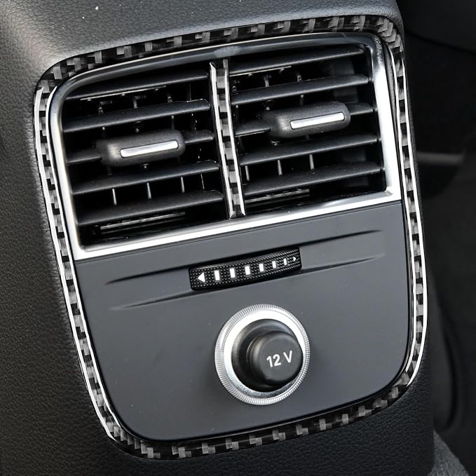 Real Premium Carbon Fiber Sticker Compatible with Audi A3 S3 RS3 8V 2013 2014 2015 2016 2017 2018 2019 Car Rear Center Console air Conditioning Vents Decor Frame Auto Interior Accessories Black