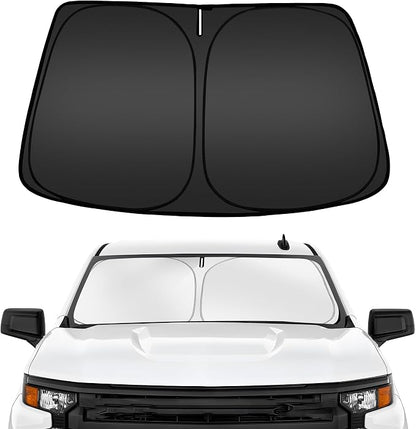 ARISMOTOR Windshield Sun Shade for Ch-evrolet Silverado 1500 2019-2025 2026, Custom Fit Foldable Front Window Sunshade Sun Visor Protector, Block UV Rays Keep Your Car Cooler
