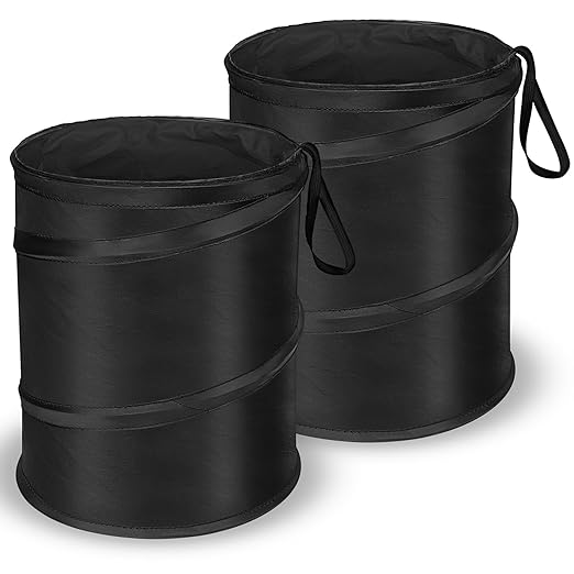 Car Trash Can, 2 Packs 4 Gallons Garbage Can, Collapsible Trash Bin | Pop-Up Trash Can for Car Front Back Seat, Portable Car Trash Bag Hanging for Vehicle SUV Rv Truck Accessories Interior, Black