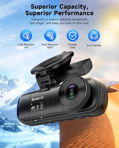 SARMERT 4K 3 Channel Dash Cam, Dash Cam Front and Rear C3, Free 64GB Card, 4K+1080P+1080P Dashcam, G-Sensor, WDR, APP, 5G WiFi, Night Vision, 24H Parking Monitor