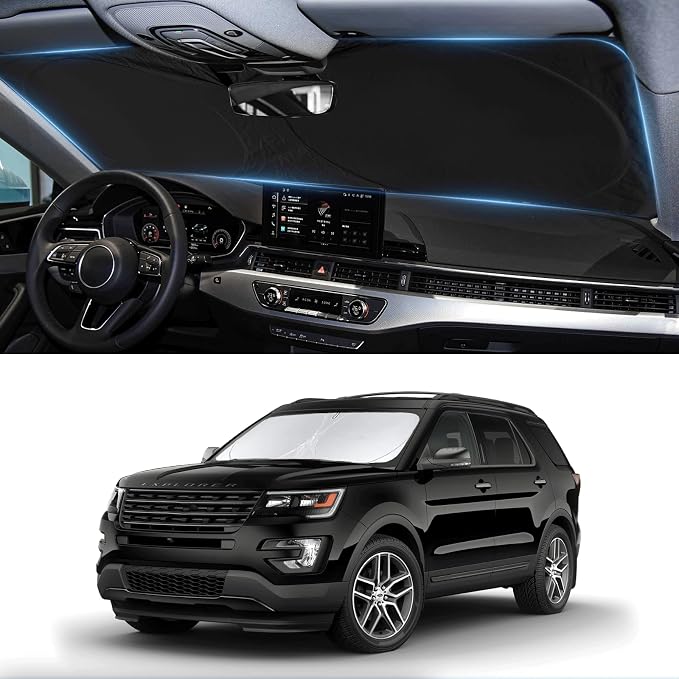Sunshade for Explorer Windshield Sun Shade for 2019 2018-2011 Ford Explorer SUV, ST XLT, Limited, Platinum Accessories Foldable Front Window Shield Cover Sun Visor Protector Block UV Heat Reflector