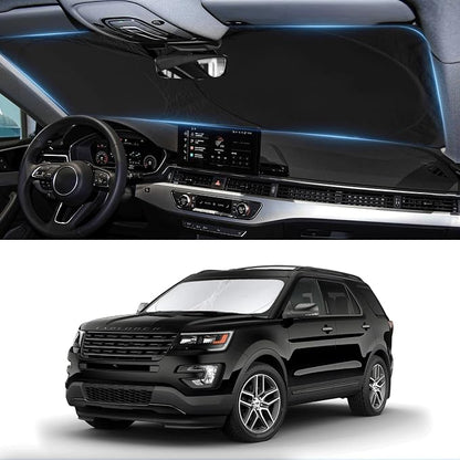 Sunshade for Explorer Windshield Sun Shade for 2019 2018-2011 Ford Explorer SUV, ST XLT, Limited, Platinum Accessories Foldable Front Window Shield Cover Sun Visor Protector Block UV Heat Reflector