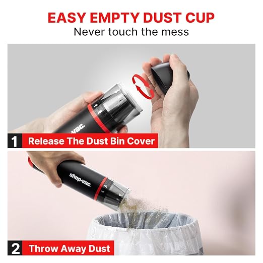 Shop-Vac 2-in-1 Car Vacuum & Air Duster, 14000Pa Blow/Suction Portable Cordless Vacuum, Mini Blower, Handheld & Lightweight with 6 Nozzles, Type-C Rechargeable for Auto/Home/Office