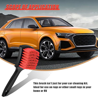 ZIMISI 8.3×2.5 Inch Car Wash Brush, Soft Bristle Short Handle Carpet Cleaning Brush, Scrub Brush for Floor Mats, Tires, Automotive Wheel Bushes for Vehicle Interior & Home (Red)