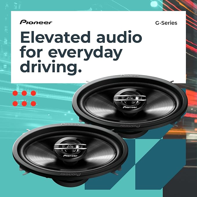 PIONEER G-Series TS-G4620S 4” x 6” 2-Way Speakers (Pair) – 210W Max, Balanced Sound + Smooth Treble, Great Stock Replacement, High-Efficiency Speaker Designed for OEM Power