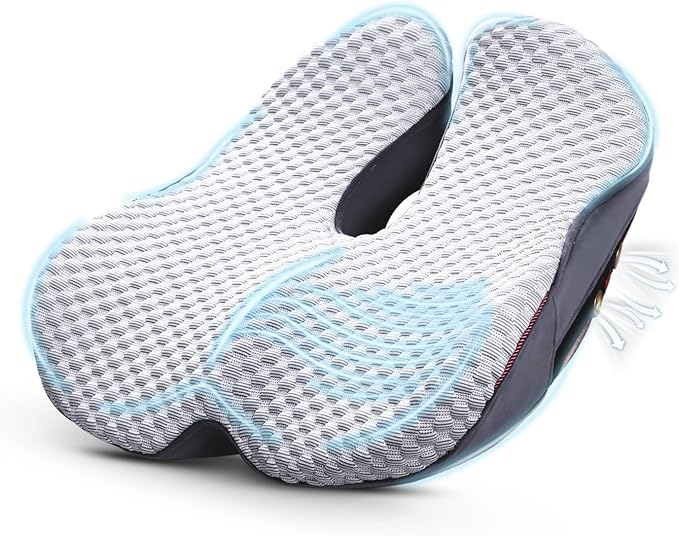 Seat Cushion for Tailbone Pain Relief, Firm Support Won't Flatten, Adds 2–3" Height, X-Large Cushion for Long Sitting, Office Chair, Car Seat & Work from Home（Grey