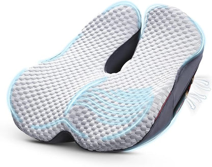 Seat Cushion for Tailbone Pain Relief, Firm Support Won't Flatten, Adds 2–3" Height, X-Large Cushion for Long Sitting, Office Chair, Car Seat & Work from Home（Grey