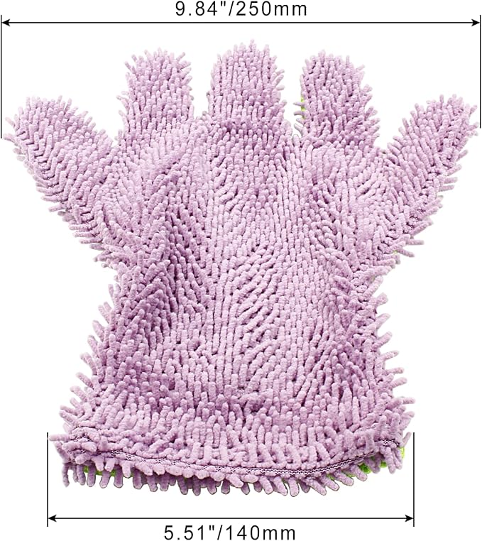 BokWin 2-Pack Car Wash Mitt Scratch Free, 5-Finger Microfiber Wash Mitts, Car Interior Exterior Cleaning Gloves, Auto Chenille Washing Sponge Kits for Cleaning Wheel Tight Spot(Purple)
