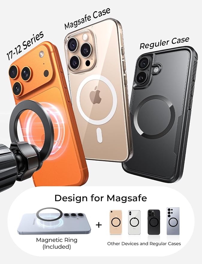 LISEN for MagSafe Car Mount,Car Accessories for Women Men [2025 Ultra] Magnetic Phone Holder for Car 360 Dashboard Vent Phone Mount for Car Organization iPhone 16 15 14 13 12 Pro Plus Mini,Red