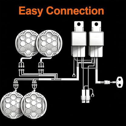 LIGBT 4PCS 7 Inch White Round Side Shooter Offroad Fog Lights Amber DRL 90W 3 Modes 270° Wide Range Super Bright LED Pods Light Kit with Wiring Harness for Pickup Truck ATV UTV SUV
