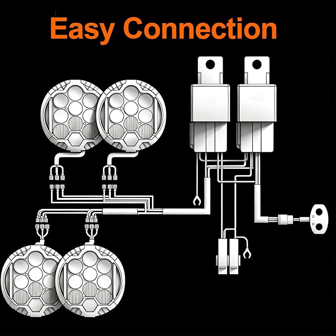 LIGBT 4pcs 5 Inch White Round Offroad Lights LED Pods with Amber DRL 90W LED Light Pods 270° Wide Range Super Bright Side Shooter with Wiring Harness kit for Truck Pickup ATV UTV SUV