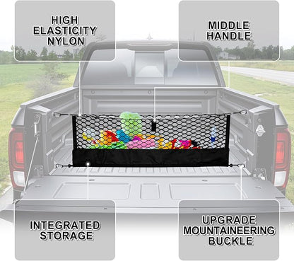 Amiss Truck Bed Cargo Net with Bottom Organizer, Compatible with Chevy/Chevrolet Equinox 2026 2025 2024-2000 3RS 3LT Activ, Portable Storage for Pickup Cargo and Heavy Duty Hook, Exterior Accessories