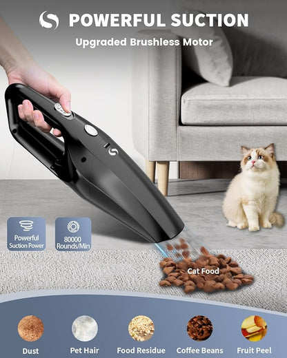 Handheld Vacuum Cordless Mini Car Vacuum Cleaner Portable and Rechargeable with Powerful Suction for Car Home Office and Pet Hair with HEPA Filter and Lightweight