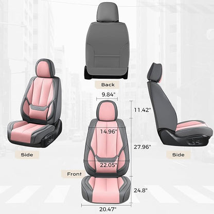 Coverado Seat Covers, Car Seat Covers Front Seats, Leather Seat Covers for Cars, Car Seat Protector Waterproof, Gray Car Seat Cushion, Front Carseat Cover Universal Fit for Most Cars Pink