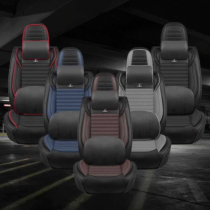 Seat Covers Fit for Nissan Rogue 2015-2026, Breathable and Comfortable Leather Car Seat Cover, Deluxe Waterproof Cushion Cover Auto Interior Accessories,Standard (Black Brown)