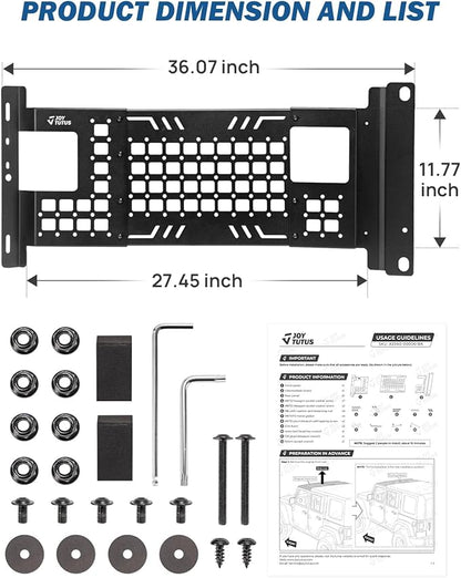 JOYTUTUS Overhead Molle Panel Compatible with Wrangler JK 2007-2018 (Only for Hard Top), Wrangler Cargo Roof Rack Storage, No Drilling
