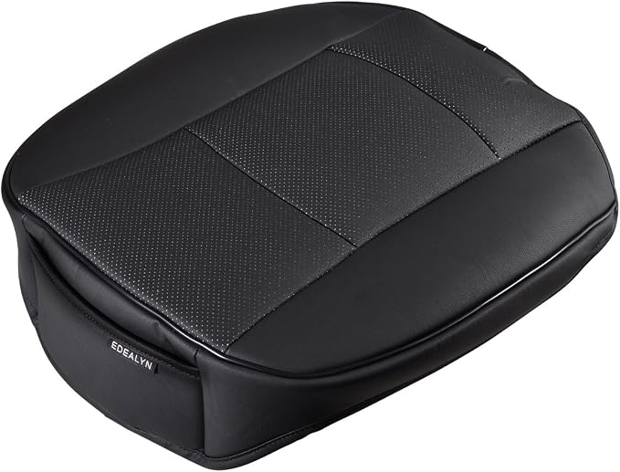 Ultra-Luxury Faux Leather Car Bottom Seat Cover Front Seat Protector Car Seat Cover for Most Four-Door Sedan & SUV,Single Seat Without Backrest 1PCS (W 20.5''× L21''×Thick 0.2'') (3D - Black)