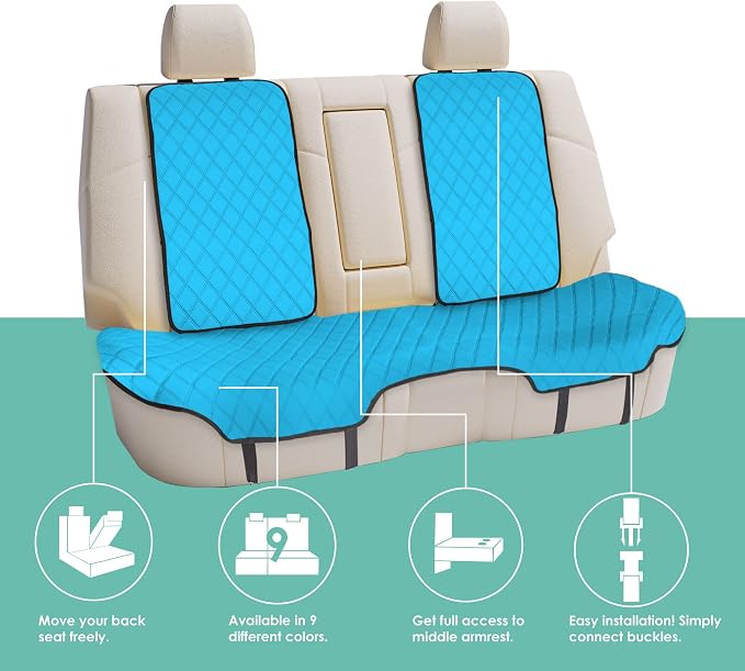 FH Group Car Seat Cushion Neosupreme Automotive Seat Cushions - Universal Fit, Rear Car Seat Cushion, Car Seat Cushions with Non-Slip Silicone Backing for SUV, Sedan, Van Rear Set Aqua