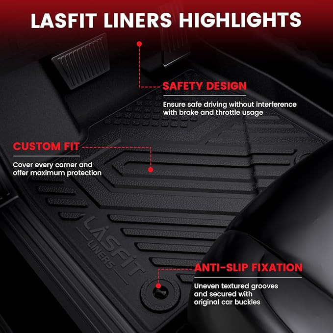 LASFIT Floor Mats for Lexus RX 2022 2021 2020 2019 2018 2017 2016 RX350 RX450h(Not for RX L), All Weather Floor Liners Custom Fit TPE Car Mats,Front & Rear Mats, Black