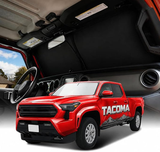[2026 Upgraded] Weektic Windshield Sun Shade for Toyota Tacoma 2024 2025 2026, 5-Layer Ice Crystal Reflective & Heat Insulating Sunshade for Car Windshield | Silver Foldable Sun Blocker Car Accessoriy