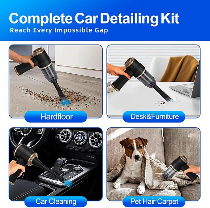 TFN 15kPa Cordless Car Vacuum, Handheld Car Vacuum with Blow & Suction, Portable Vacuum Cleaners with Washable Filter for Car, Pet Hair and Office