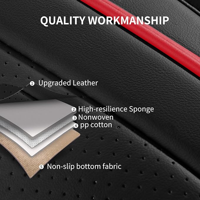 HChengkikz Nappa Leather Car Seat Covers Front Seats, Car seat Protector, Waterproof Car Seat Cushion, Universal Automotive Seat Covers Fit for SUV Truck Pick-up Sedan and Most Cars
