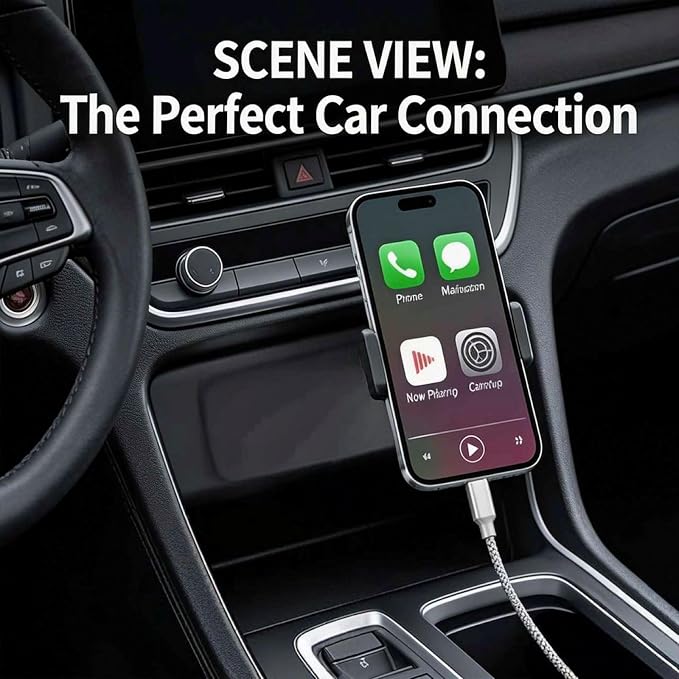 2-in-1 Wireless CarPlay & Android Auto Adapter+ 3FT Gray USB-A to USB-C Car Carplay Cable