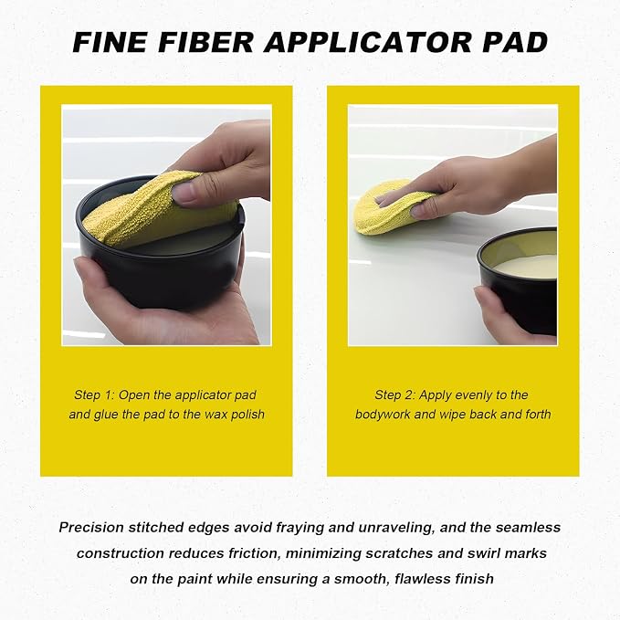 8PCS Microfiber Wax Applicator Pads, 5 Inch Round Car Wash Sponge Cleaning Tools with Finger Pocket, Scratch-Free Ultra-Soft Foam Bulk for Fine Polishing Detailing Waxing (Yellow)
