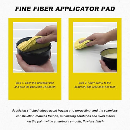 8PCS Microfiber Wax Applicator Pads, 5 Inch Round Car Wash Sponge Cleaning Tools with Finger Pocket, Scratch-Free Ultra-Soft Foam Bulk for Fine Polishing Detailing Waxing (Yellow)