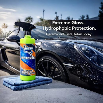 Winter White Riptide Shine Ceramic Detail Spray, Incredible Shine and Protection for Vehicle Paint, Extreme Water Beading, Safe for Cars, Trucks, Motorcycles, RV's and More, 16 oz. (Pack of 2)