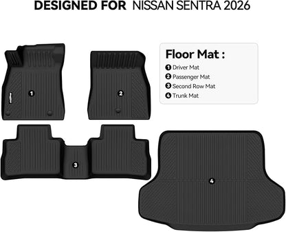 Floor Mats for Nissan Sentra 2026, Trunk Mat All Weather TPE Protector for Nissan Sentra Accessories