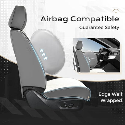 Coverado Automotive Seat Covers, Waterproof Seat Covers for Cars, Car Seat Cover, Faux Leather Car Seat Covers 2 Pack Car Seat Cushion Protector Universal Fit for Most Cars SUV Trucks - Gray&White