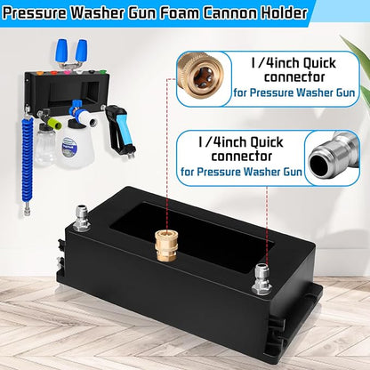 Boltigen Wall Mounted Pressure Washer Gun Holder, Foam Cannon Organize Holder, Car Wash Power Washer Tip and Extension Wand Holder, 1/4'' Quick Connect Pressure Washer Accessories Storage Rack