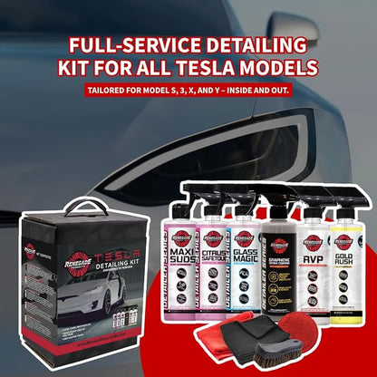 Renegade Products USA Tesla Detailing Kit - Car Wash Kit for Interior/Exterior Detail & Wash for Model S, Model 3, Model X, & Model Y